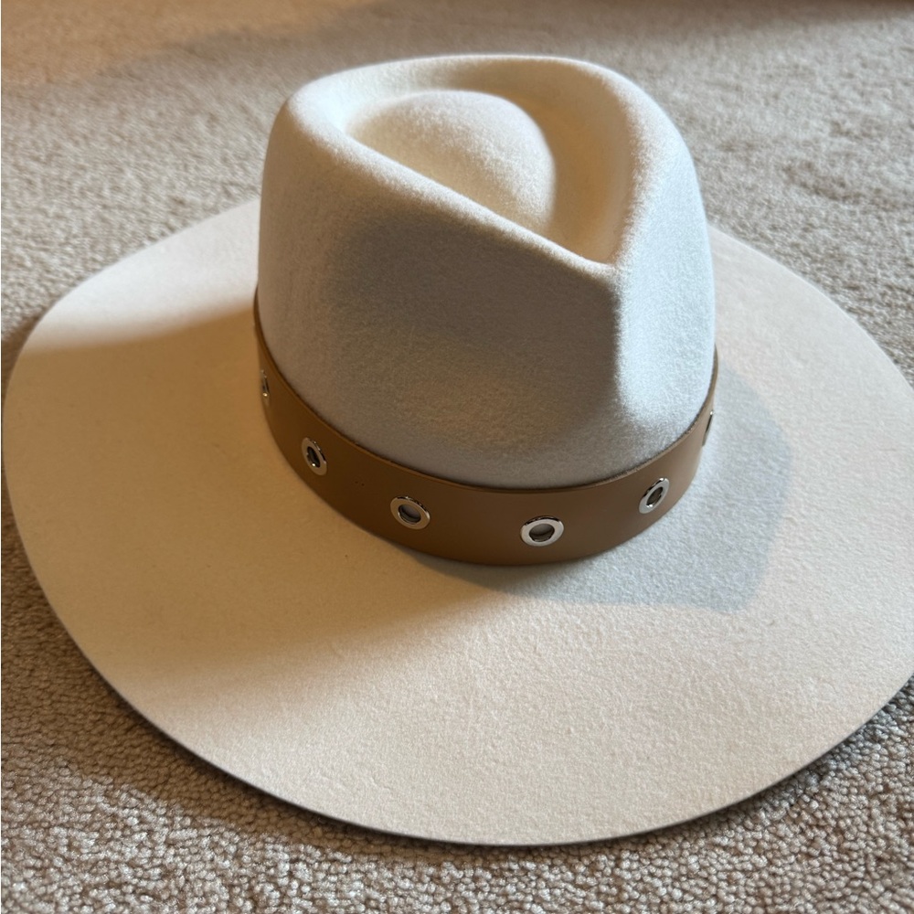 Nordstrom Cream Fedora with Tan Band